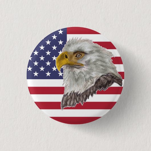 Amerikaanse vlag Bald Eagle Pin Button (Voorkant)