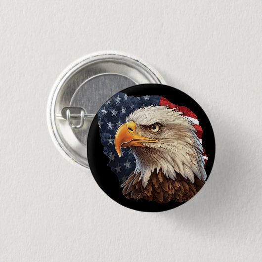 Amerikaanse vlag Bald Eagle Ronde Button 3,2 Cm (Voorkant /achterkant)