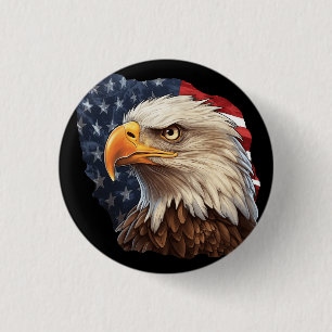 Amerikaanse vlag Bald Eagle Ronde Button 3,2 Cm
