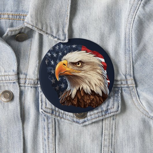 Amerikaanse vlag Bald Eagle Ronde Button 4,0 Cm (In situ)