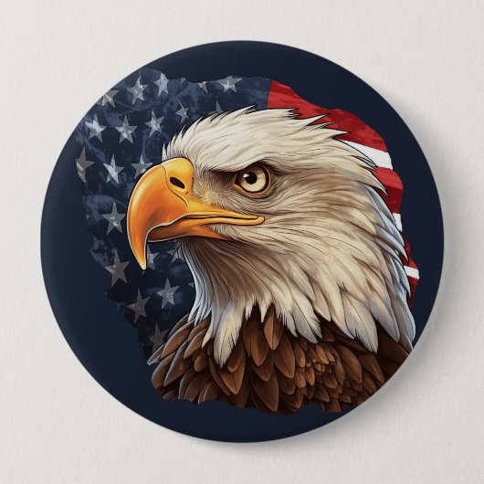 Amerikaanse vlag Bald Eagle Ronde Button 4,0 Cm (Voorkant)