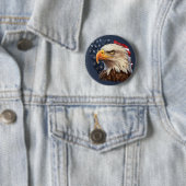 Amerikaanse vlag Bald Eagle Ronde Button 5,7 Cm (In situ)