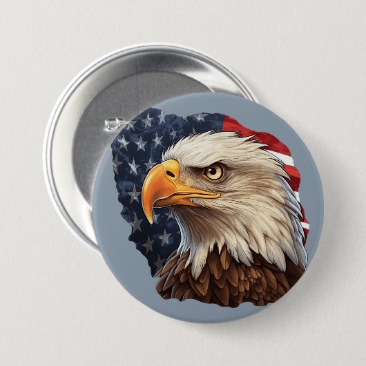 Amerikaanse vlag Bald Eagle Ronde Button 7,6 Cm (Voorkant /achterkant)