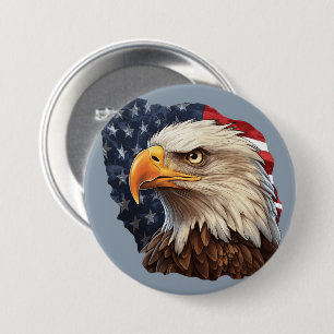 Amerikaanse vlag Bald Eagle Ronde Button 7,6 Cm