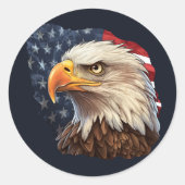 Amerikaanse vlag Bald Eagle Ronde Sticker (Voorkant)