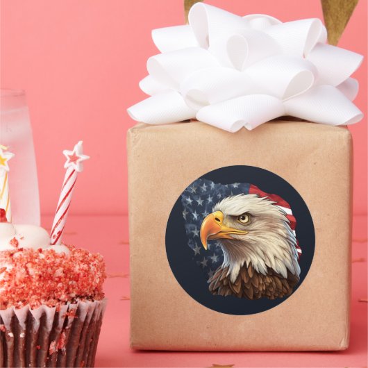 Amerikaanse vlag Bald Eagle Ronde Sticker (Feest)