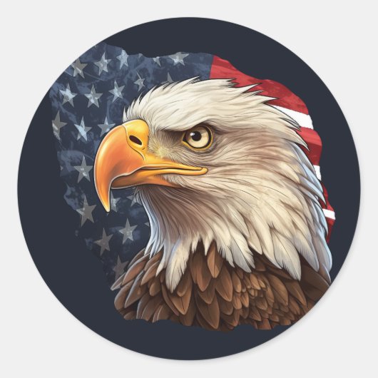 Amerikaanse vlag Bald Eagle Ronde Sticker (Voorkant)