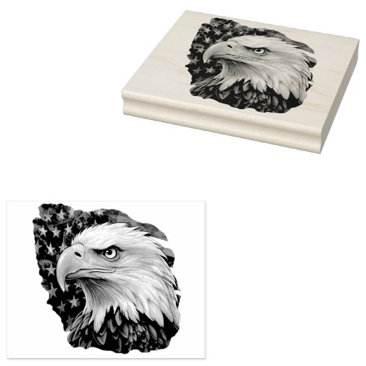 Amerikaanse vlag Bald Eagle Rubberstempel (Gestempeld)