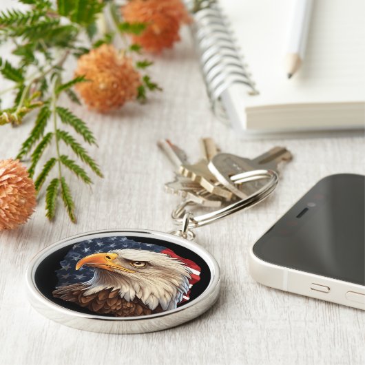 Amerikaanse vlag Bald Eagle Sleutelhanger (Zijkant)