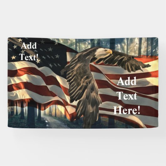 Amerikaanse vlag Bald Eagle Spandoek (Horizontaal)