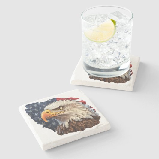 Amerikaanse vlag Bald Eagle Stenen Onderzetter (Zijkant)