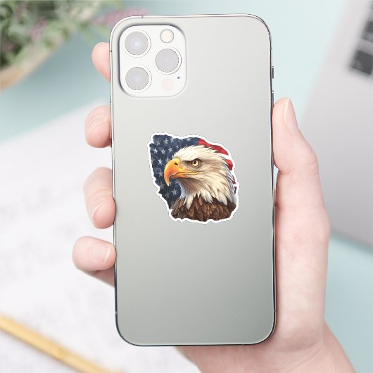 Amerikaanse vlag Bald Eagle Sticker (Telefoon)
