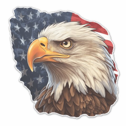 Amerikaanse vlag Bald Eagle Sticker (Voorkant)