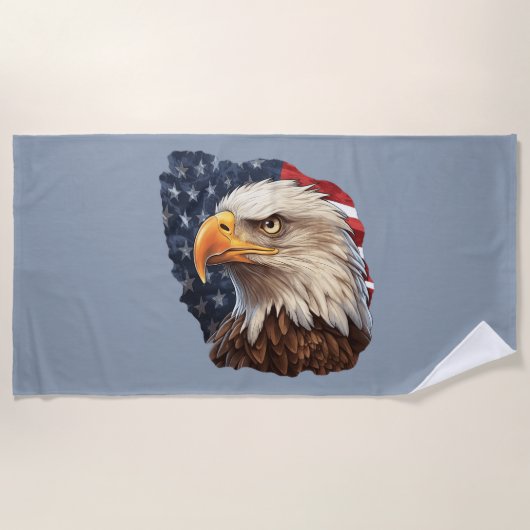 Amerikaanse vlag Bald Eagle Strandlaken (Voorkant)