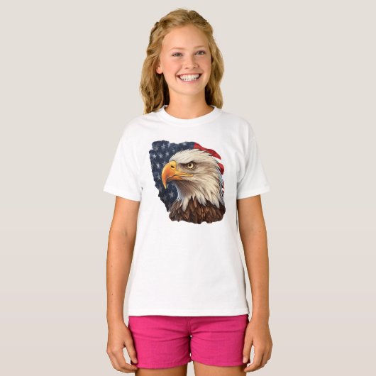 Amerikaanse vlag Bald Eagle T-shirt (Voorkant volledig)
