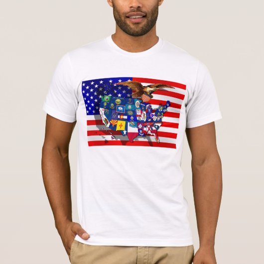Amerikaanse vlag Bald Eagle T-shirt (Voorkant)