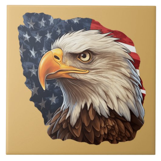 Amerikaanse vlag Bald Eagle Tegeltje (Voorkant)