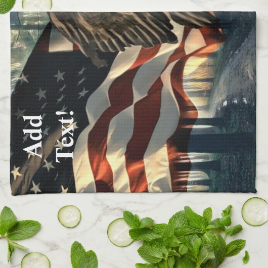 Amerikaanse vlag Bald Eagle Theedoek (Gevouwen)