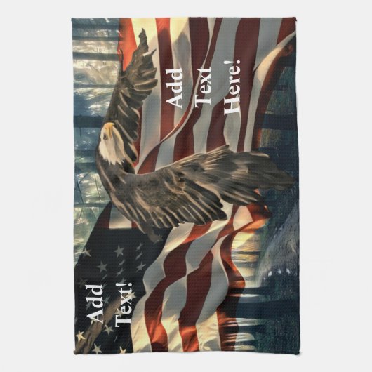 Amerikaanse vlag Bald Eagle Theedoek (Verticaal)