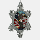 Amerikaanse vlag Bald Eagle Tin Sneeuwvlok Ornament (Links)