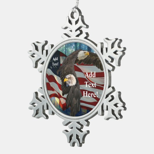 Amerikaanse vlag Bald Eagle Tin Sneeuwvlok Ornament (Rechts)