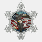Amerikaanse vlag Bald Eagle Tin Sneeuwvlok Ornament (Voorkant)