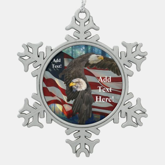 Amerikaanse vlag Bald Eagle Tin Sneeuwvlok Ornament (Voorkant)