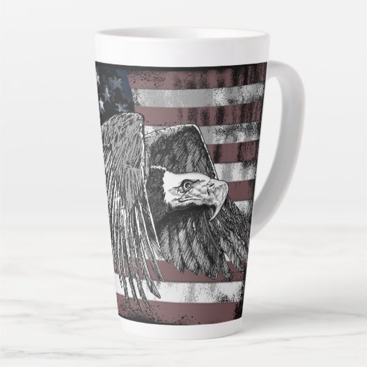 Amerikaanse vlag Bald Eagle USA Latte Mok (Rechterhoek)