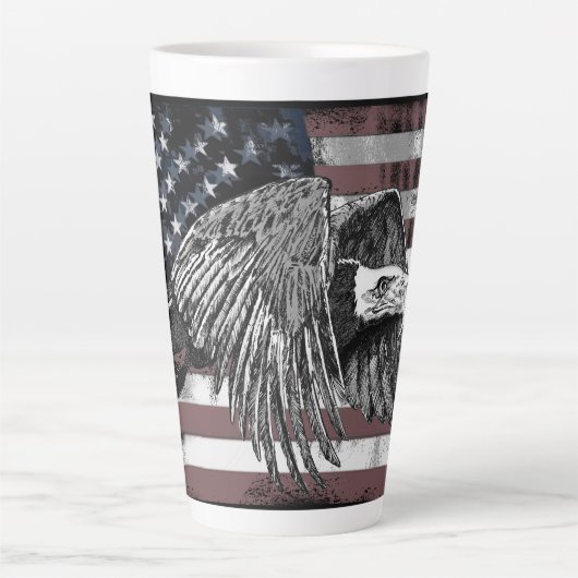 Amerikaanse vlag Bald Eagle USA Latte Mok (Voorkant)