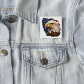 Amerikaanse vlag Bald Eagle Vierkante Button 5,1 Cm (In situ)