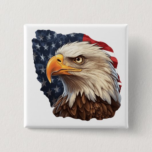 Amerikaanse vlag Bald Eagle Vierkante Button 5,1 Cm (Voorkant)