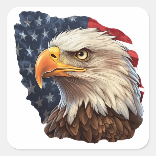 Amerikaanse vlag Bald Eagle Vierkante Sticker (Voorkant)