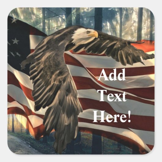 Amerikaanse vlag Bald Eagle Vierkante Sticker (Voorkant)