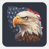 Amerikaanse vlag Bald Eagle Vierkante Sticker (Voorkant)