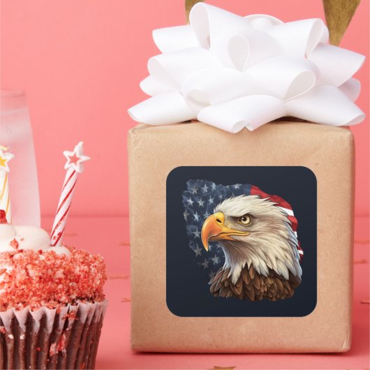 Amerikaanse vlag Bald Eagle Vierkante Sticker (Feest)