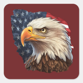 Amerikaanse vlag Bald Eagle Vierkante Sticker