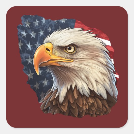 Amerikaanse vlag Bald Eagle Vierkante Sticker (Voorkant)