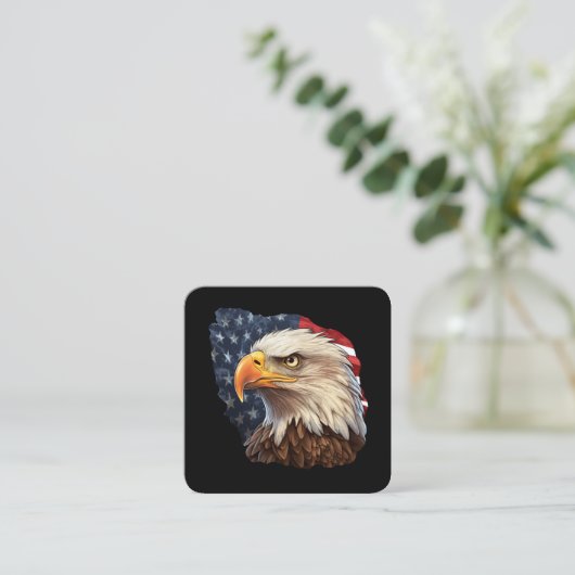Amerikaanse vlag Bald Eagle Vierkante Visitekaartje (Staand voorkant)