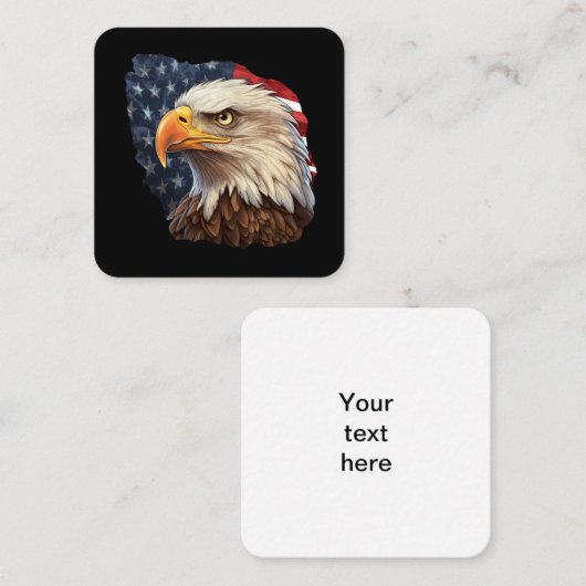 Amerikaanse vlag Bald Eagle Vierkante Visitekaartje (Voorkant / Achterkant)