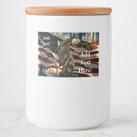 Amerikaanse vlag Bald Eagle Voedselcontainer Etiket (Voorkant)