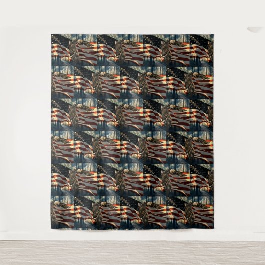 Amerikaanse vlag Bald Eagle Wandkleed (Voorkant)