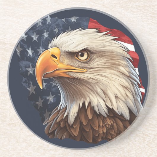 Amerikaanse vlag Bald Eagle Zandsteen Onderzetter (Voorkant)