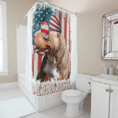 amerikaanse vlag bandana pit bull dog pitbull 4 douchegordijn (In situ)