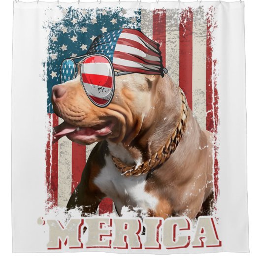 amerikaanse vlag bandana pit bull dog pitbull 4 douchegordijn (Voorkant)