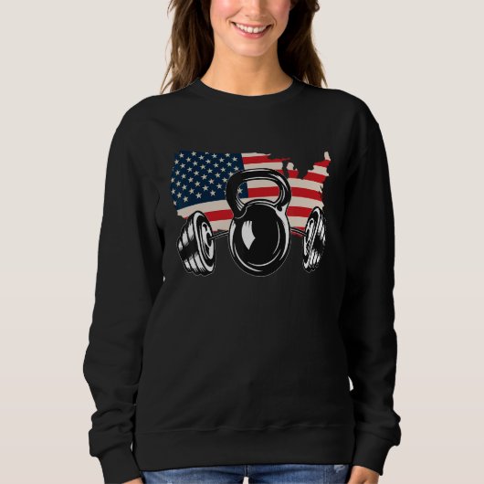 Amerikaanse vlag Barbell 2 Trui (Voorkant)