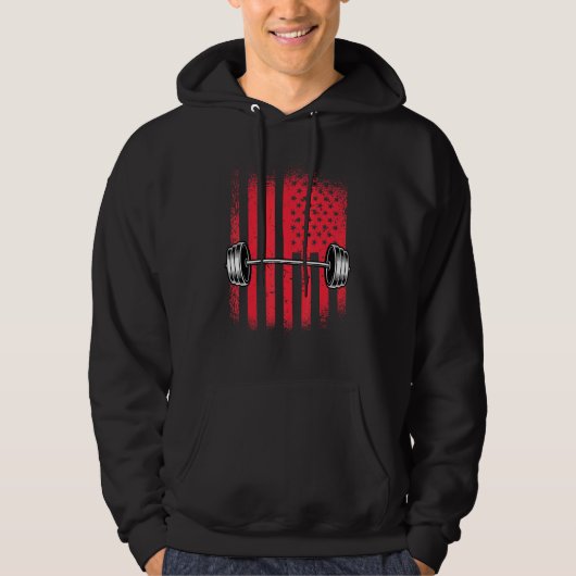Amerikaanse vlag Barbell Hoodie (Voorkant)