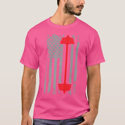 Amerikaanse vlag Barbell T-shirt (Voorkant)
