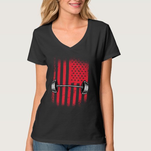 Amerikaanse vlag Barbell T-shirt (Voorkant)