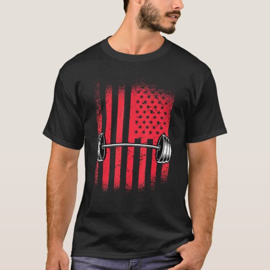 Amerikaanse vlag Barbell T-shirt (Voorkant)