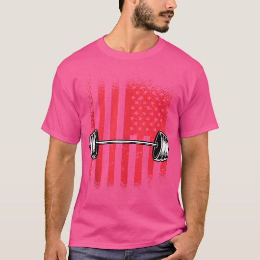 Amerikaanse vlag Barbell T-shirt (Voorkant)
